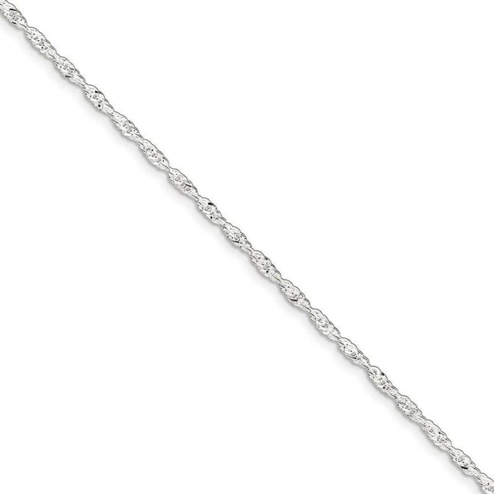 Sterling Silver 2mm Singapore Chain Anklet, 9 Inch
